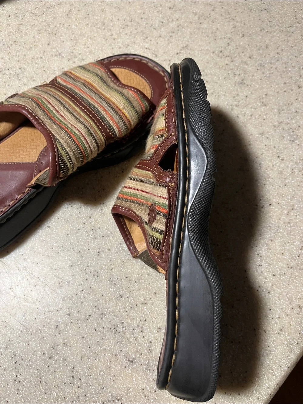 Born Women's Brown Multistripe Slide Sandals